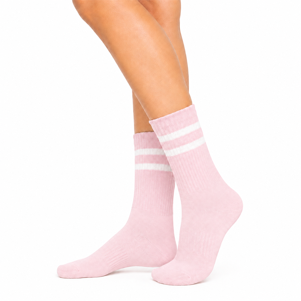 Half Calf Striped Sport Pink