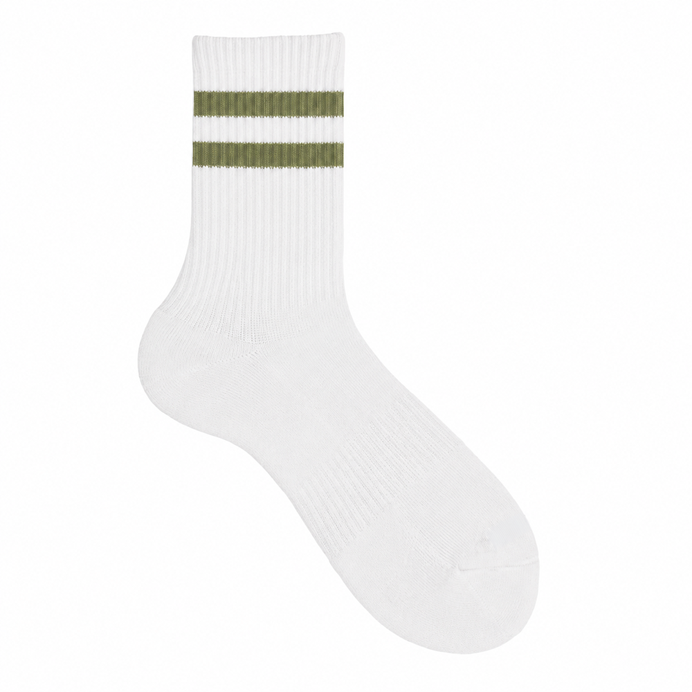 Half Calf Sport White with Green Stripes