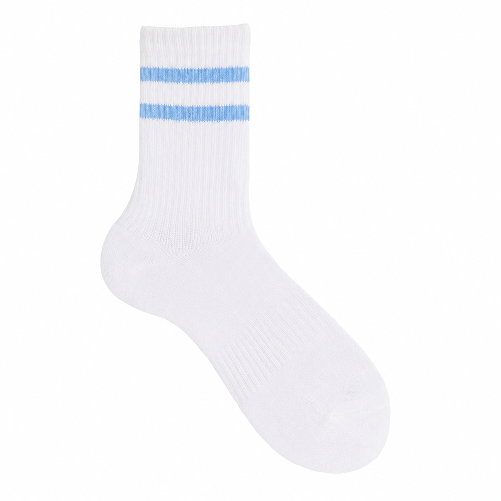 Half Calf Sport White with Blue Stripes