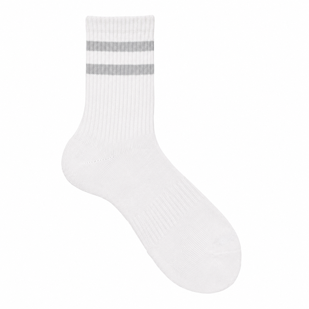 Half Calf Sport White with Grey Stripes