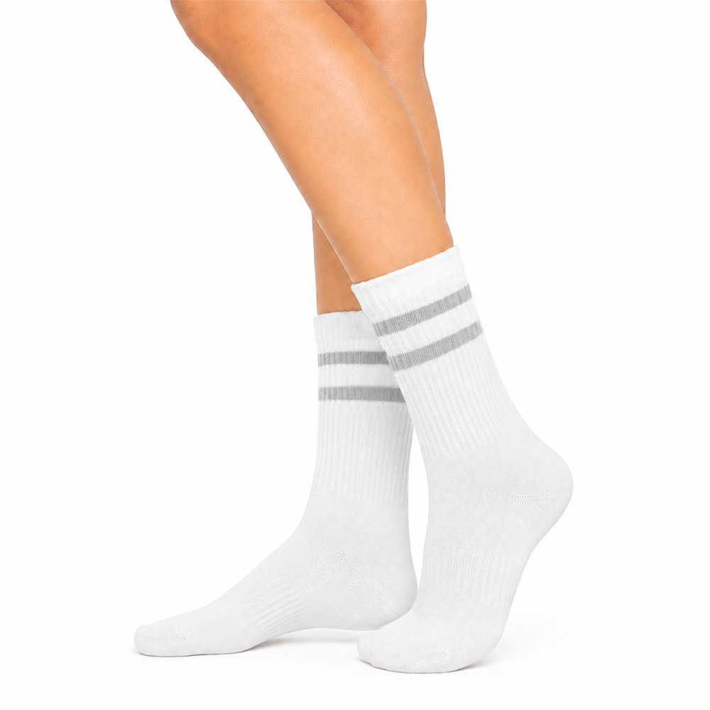 Half Calf Sport White with Grey Stripes
