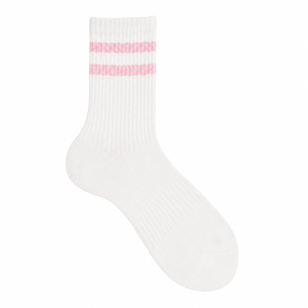 Half Calf Sport White with Pink Stripes